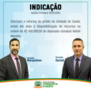 Vereadores Daniel e Marquinhos solicitam através da Indicação 13/2024 reforma do prédio da Unidade de Saúde do município